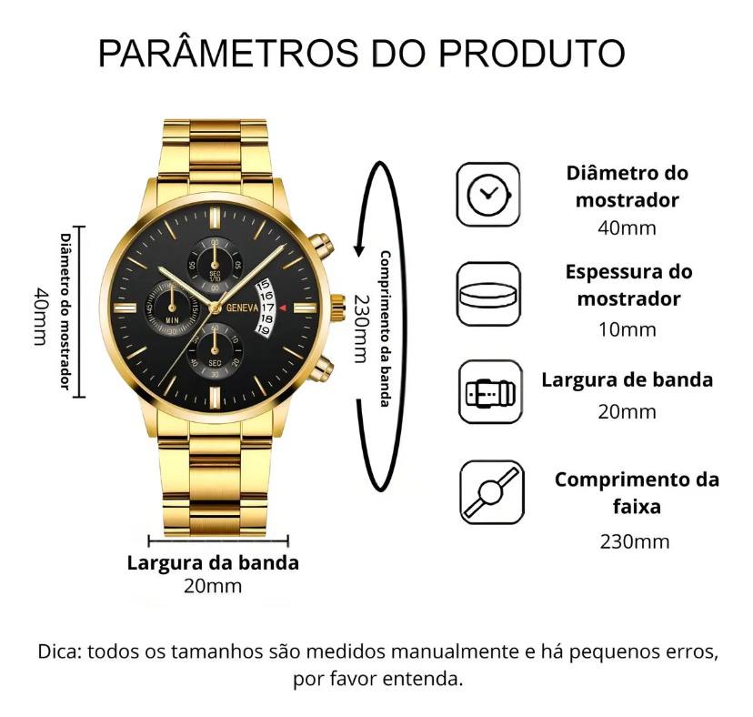 Geneva Reloj Mettalico Dorado de Lujo